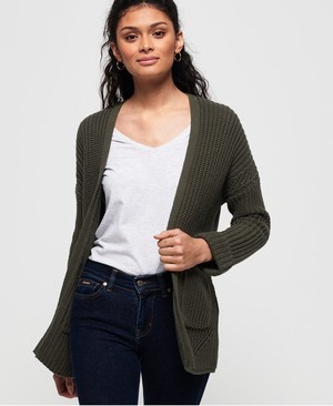 Superdry Katie Longline Cardigan Női Kötöttáru Khaki | AXSLM7124